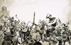 moorish warriors attacking spanish forces In 711