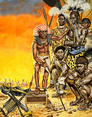 egyptian pharaoh kamose showing A battle plan Map To A group Of kushites nubian nobleman during A War against The hyksos In 1500 Bc